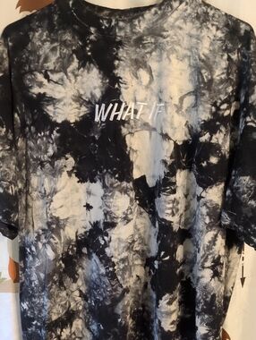 WHAT IF Black & White Tie-Dye Crewneck Tee